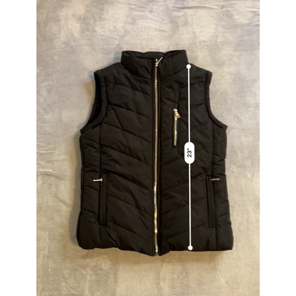 Women's Wantdo Black Puffer Vest with Gold Zippers M - Picture 6 of 11